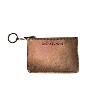 Michael Kors Rose Gold Metallic Card Case Keyring Wallet